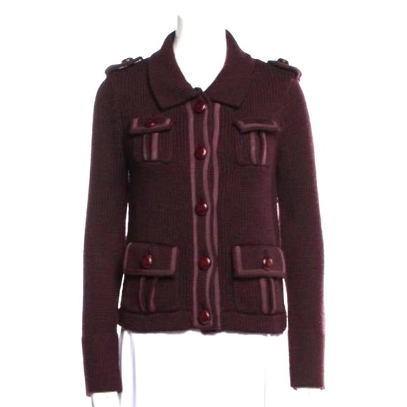Marc Jacobs Jackets & Blazers - Marc Jacobs Wool Knit Utility Jacket Burgundy Pointed Collar Pockets XS Button U
